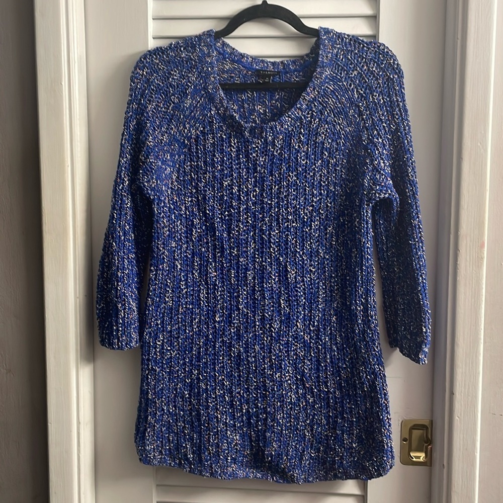 Talbots Blue Speckled Open Knit Tunic Sweater - Size M - Like New!